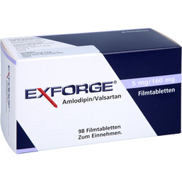 Abbildung: Exforge 5 mg / 160 mg Filmtabletten 98 St, Filmtabletten PZN 07052419