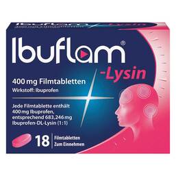 Abbildung: Ibuflam®-Lysin 400 mg Filmtabletten Filmtabletten, 18 St PZN 07089658