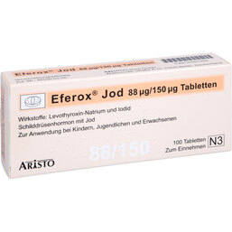 Abbildung: Eferox Jod 88 µg / 150 µg Tabletten 100 St, Tabletten PZN 07091402