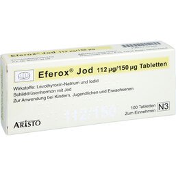 Abbildung: Eferox Jod 112 µg / 150 µg Tabletten 100 St, Tabletten PZN 07091460