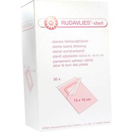 Abbildung: Rudavlies 15cmx10cm Verbandp 50 St, Pflaster PZN 07092695