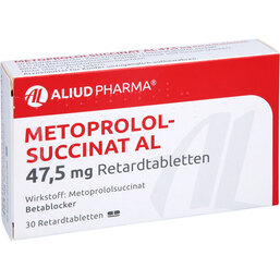 Abbildung: Metoprololsuccinat AL 47,5mg Retardtabletten 30 St, Retard-Tabletten PZN 07097008