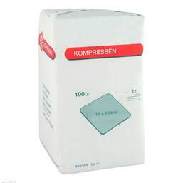 Abbildung: Mullkompressen 10x10cm 12-fa 100 St, Kompressen PZN 07099332