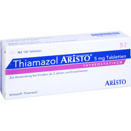 Abbildung: Thiamazol Aristo 5 mg Tabletten 100 St, Tabletten PZN 07100644