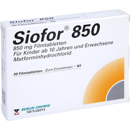 Abbildung: Siofor 850 Filmtabletten 30 St, Filmtabletten PZN 07106233