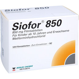 Abbildung: Siofor 850 Filmtabletten 120 St, Filmtabletten PZN 07106256