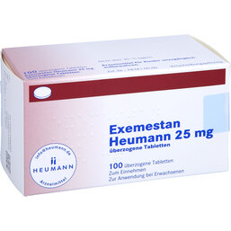 Abbildung: Exemestan Heumann 25 mg überzogene Tabletten 100 St, Überzogene Tabletten PZN 07106629
