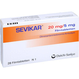 Abbildung: Sevikar 20 mg / 5 mg Filmtabletten 28 St, Filmtabletten PZN 07117722