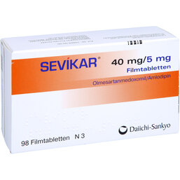Abbildung: Sevikar 40 mg / 5 mg Filmtabletten 98 St, Filmtabletten PZN 07117797