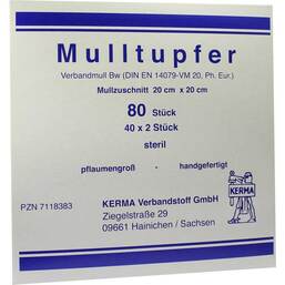Abbildung: Mulltupfer 20x20cm pflaumengroß steril 40X2 St, Tupfer PZN 07118383