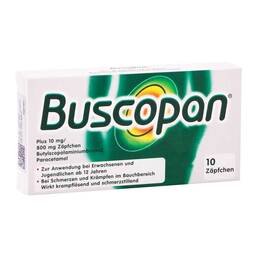 Abbildung: Buscopan plus Suppositorien 10 St, Suppositorien PZN 07134301