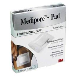 Abbildung: Medipore + Pad 3M 5x7,2cm 3562NP Pflaster 5 St, Pflaster PZN 07194792