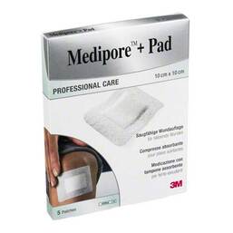 Abbildung: Medipore + Pad 3M 10x10cm 3566NP Pflaster 5 St, Pflaster PZN 07194800