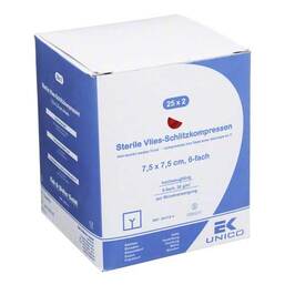 Abbildung: Vlies-Schlitzkompressen 7,5x7,5 cm steril 6fach 25X2 St, Kompressen PZN 07200506