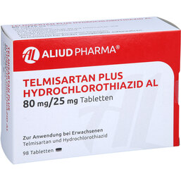 Abbildung: Telmisartan Plus HCT AL 80 mg / 25 mg Tabletten 98 St, Tabletten PZN 07201629