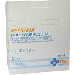 Abbildung: Mullkompressen 10x10 cm steril 12-fach 4132 25X2 St, Kompressen PZN 07216341