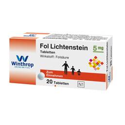 Abbildung: Fol Lichtenstein 5 mg Tabletten 20 St, Tabletten PZN 07219730