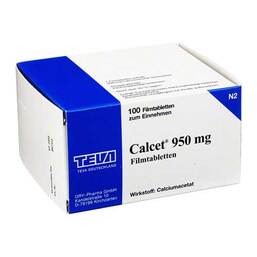 Abbildung: Calcet 950 mg Filmtabletten 100 St, Filmtabletten PZN 07226500
