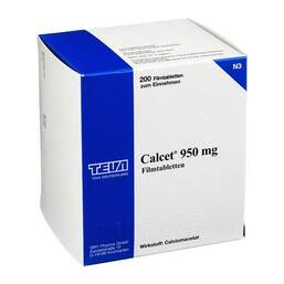 Abbildung: Calcet 950 mg Filmtabletten 200 St, Filmtabletten PZN 07226546
