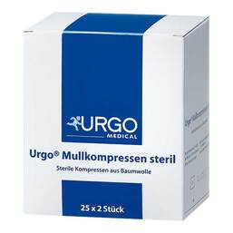 Abbildung: Urgo Mullkompressen 10x10 cm steril 25X2 St, Kompressen PZN 07237863