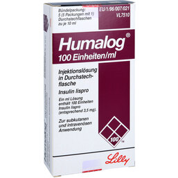 Abbildung: Humalog 100 E. / ml Injektionslösung 5X10 ml, Injektionslösung PZN 07242491