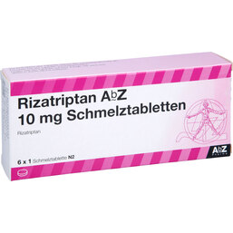 Abbildung: Rizatriptan AbZ 10 mg Schmelztabletten 6 St, Schmelztabletten PZN 07245414