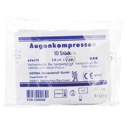Abbildung: Augenkompressen steril 5,8x7 10 St, Kompressen PZN 07259008