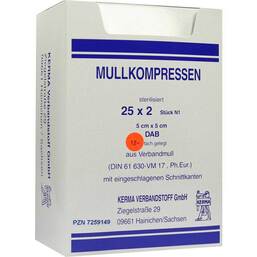 Abbildung: Mullkompressen 5x5 cm steril 12-fach BW 25X2 St, Kompressen PZN 07259149