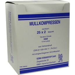 Abbildung: Mullkompressen 7,5x7,5 cm steril 12-fach BW 25X2 St, Kompressen PZN 07259161
