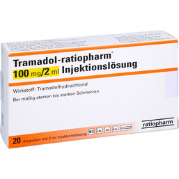 Abbildung: Tramadol ratiopharm 100 mg / 2 ml Injektionslösung 20 St, Ampullen PZN 07260595