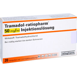 Abbildung: Tramadol ratiopharm 50 mg / ml Injektionslösung Ampullen 20 St, Ampullen PZN 07260632