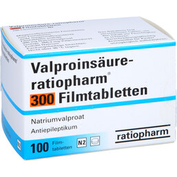Abbildung: Valproinsäure Ratiopharm 300 magensaftresistent Filmtabletten 100 St, Filmtabletten magensaftresistent PZN 07260684