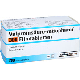 Abbildung: Valproinsäure Ratiopharm 300 magensaftresistent Filmtabletten 200 St, Filmtabletten magensaftresistent PZN 07260709