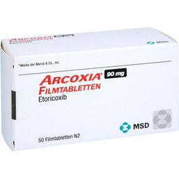 Abbildung: Arcoxia 90 mg Filmtabletten 50 St, Filmtabletten PZN 07265782