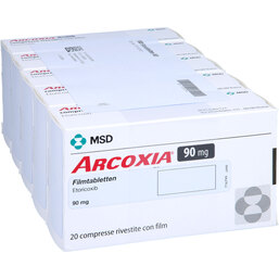 Abbildung: Arcoxia 90 mg Filmtabletten 100 St, Filmtabletten PZN 07265799