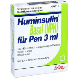 Abbildung: Huminsulin Basal (NPH) für Pen Injektionssuspension 5X3 ml, Injektionssuspension PZN 07273652