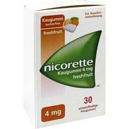 Abbildung: Nicorette 4 mg freshfruit Kaugummi 30 St, Kaugummi PZN 07274829