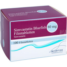 Abbildung: Simvastatin Bluefish 80 mg Filmtabletten 100 St, Filmtabletten PZN 07276923