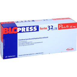 Abbildung: Blopress forte 32 mg plus 25 mg Tabletten 98 St, Tabletten PZN 07288926