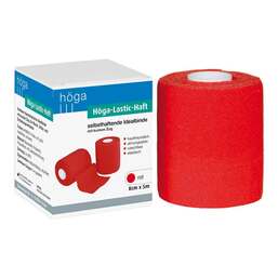 Abbildung: Höga Lastic Haft Binde 8cmx5m rot 1 St, Binden PZN 07291667