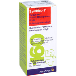 Abbildung: Symbicort Turbohaler 160 / 4,5 µg / Dosis 60 ED 1 St, Inhalationspulver PZN 07293347