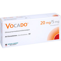 Abbildung: Vocado 20 mg / 5 mg Filmtabletten 56 St, Filmtabletten PZN 07294163