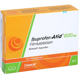 Abbildung: Ibuprofen Atid 600 mg Filmtabletten 20 St, Filmtabletten PZN 07296587