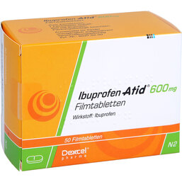 Abbildung: Ibuprofen Atid 600 mg Filmtabletten 50 St, Filmtabletten PZN 07296593
