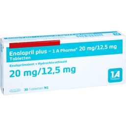 Abbildung: Enalapril plus 20 / 12,5 mg 1A Pharma Tabletten 30 St, Tabletten PZN 07300774