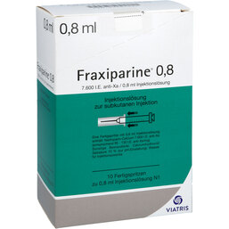 Abbildung: Fraxiparine 0,8 ml Injektionslösung in einer Fertigspritze 10X0.8 ml, Injektionslösung PZN 07301584