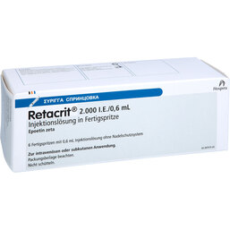 Abbildung: Retacrit 2.000 I.E. / 0,6 ml Injektionslösung in einer Fertigspritze  6 St, Fertigspritzen PZN 07301710