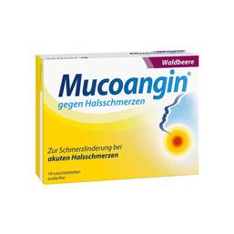 Abbildung: Mucoangin Waldbeere 20 mg Lutschtabletten Lutschtabletten, 18 St PZN 07314486