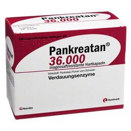 Abbildung: Pankreatan 36.000 magensaftresistente Kapseln 200 St, Magensaftresistente Hartkapseln PZN 07322149