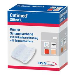 Abbildung: Cutimed Siltec L Schaumverband 5x6 cm dü.san.haf. 12 St, Kompressen PZN 07341431